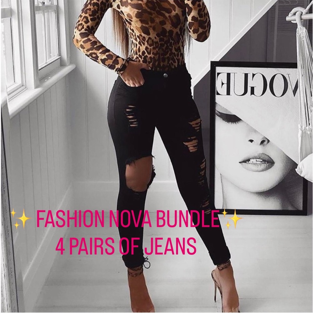 FN BUNDLE of 4 Jeans - white green black and black ripped